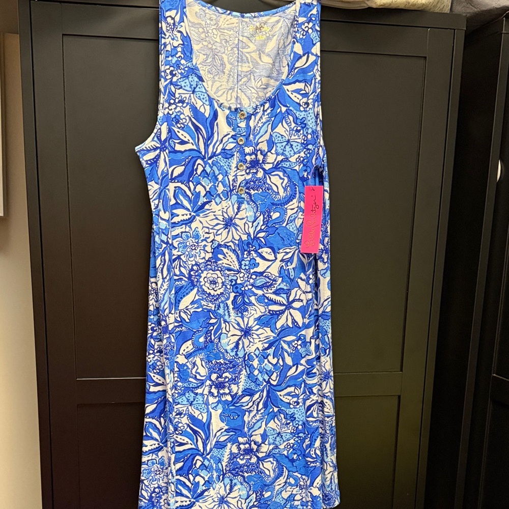 Lilly Pulitzer Blue and Cream Patterned Fabric